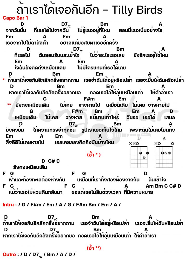 คอร์ดเพลง ถ้าเราได้เจอกันอีก