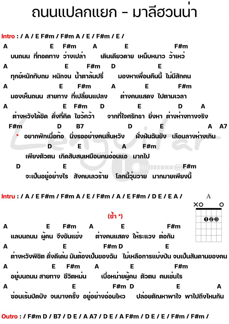 คอร์ดเพลง-ถนนแปลกแยก