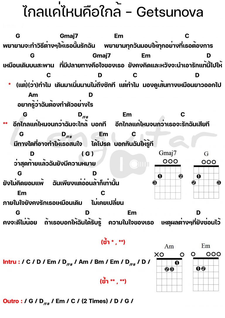 คอร์ดเพลง-ไกลแค่ไหนคือใกล้