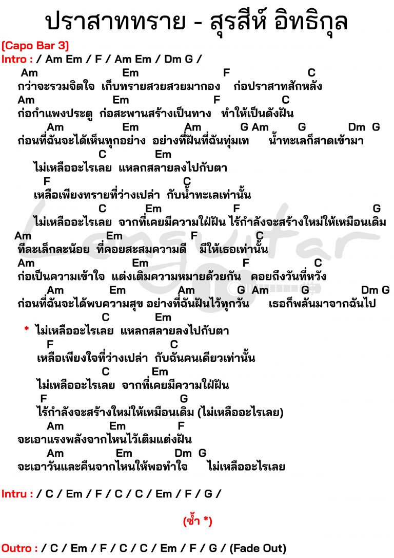 คอร์ดเพลง-ปราสาททราย-สุรสีห์-อิทธิกุล