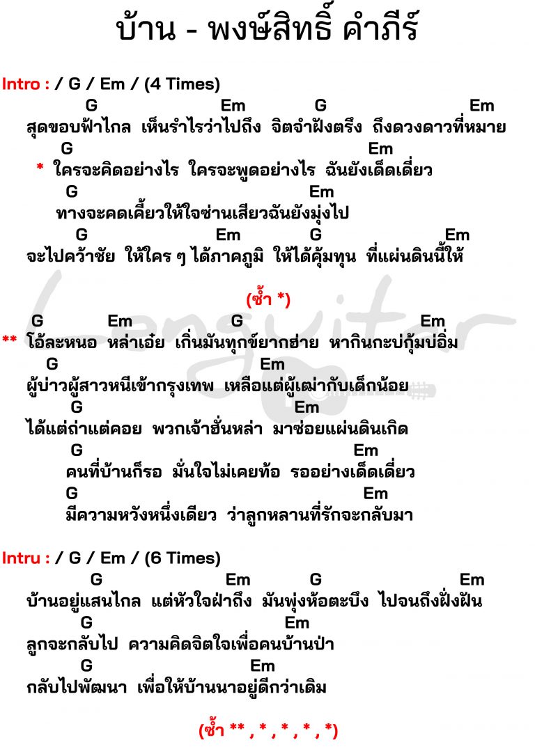 คอร์ดเพลง-บ้าน-พงษ์สิทธิ์-คำภีร์