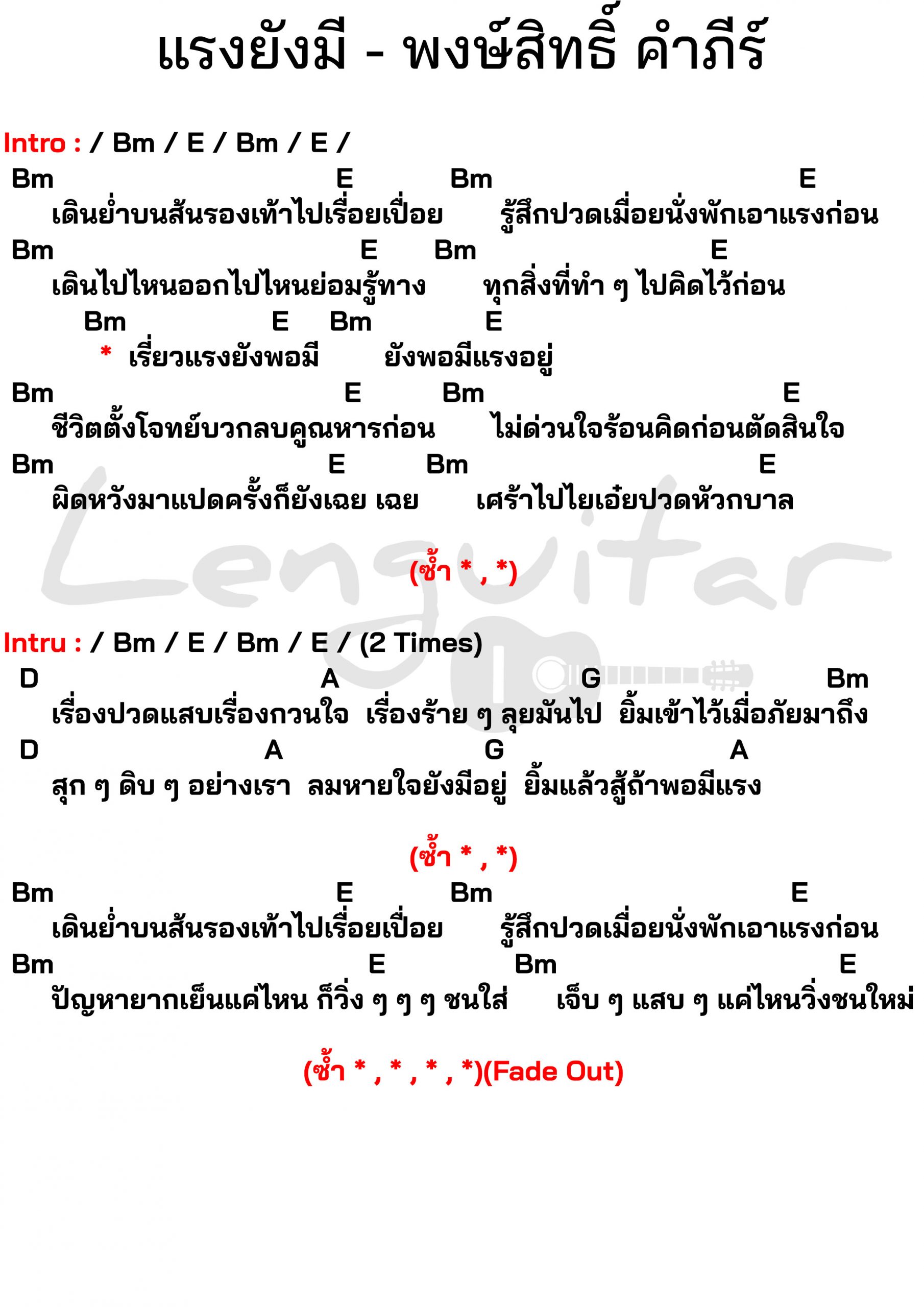 คอร์ดเพลง-แรงยังมี-พงษ์สิทธิ์-คำภีร์