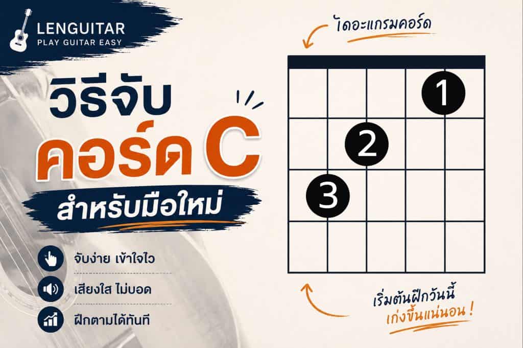 วิธีจับคอร์ด C กีต้าร์สำหรับมือใหม่